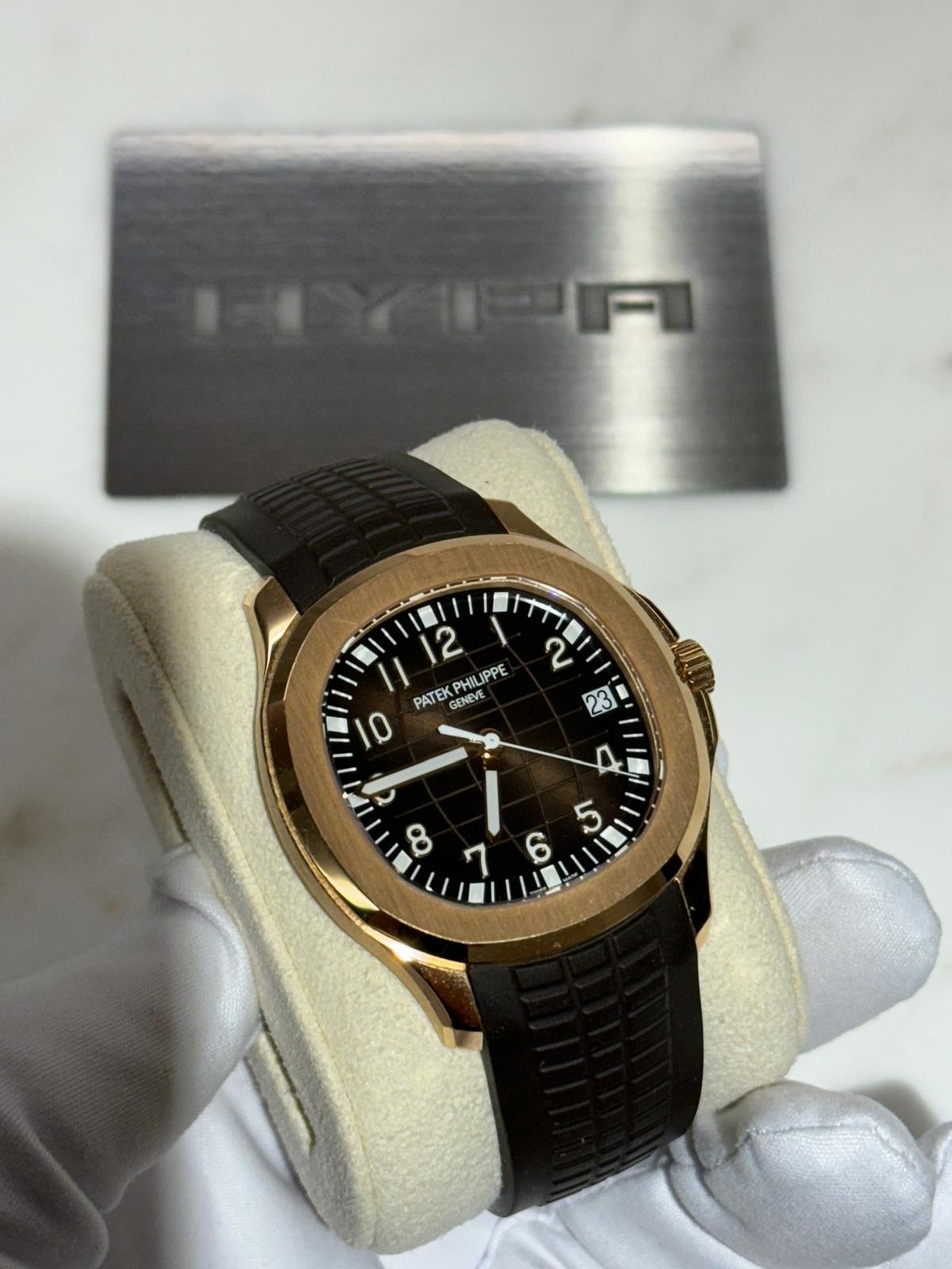 Patek Philippe Aquanaut 5167R-001 18k Rose Gold Brown Embossed Dial Front View