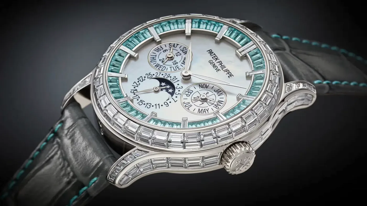 Gem-set Patek Philippe perpetual calendar with moonphase