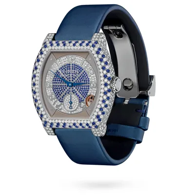 F.P. Journe Élégante 40 mm Platinum with Diamonds and Precious Stones EL, three-quarter view