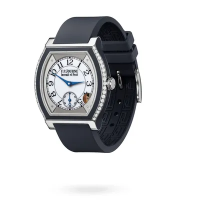F.P. Journe Élégante 40 mm Titanium with Inserts and 2 Rows of Diamonds ELT, three-quarter view