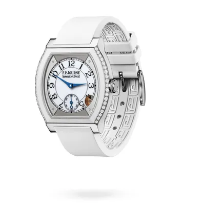 F.P. Journe Élégante 40 mm Titanium with Inserts and 2 Rows of Diamonds ELT, three-quarter view