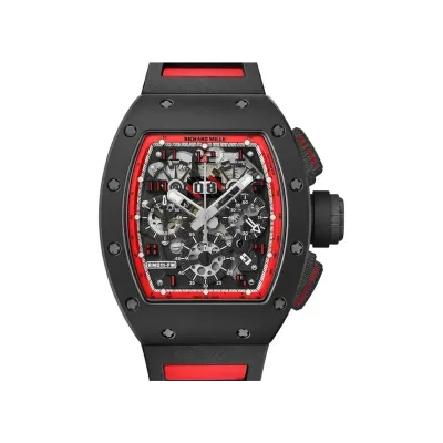 Richard Mille RM 011 Midnight Fire — black case with red flange, reference RM 011 Midnight Fire