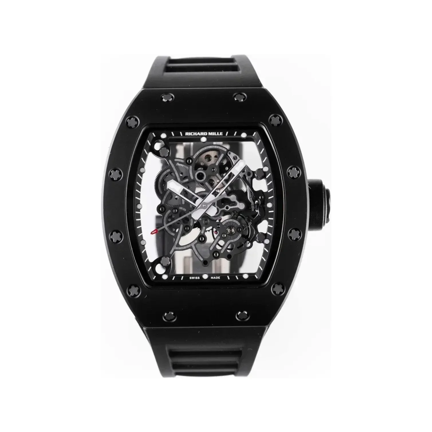 Richard Mille RM 055 Black Edition — black case with a skeletonised movement on a black strap
