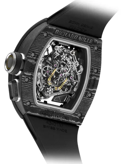 Richard Mille RM 43-01 Carbon TPT, case back, three-quarter view