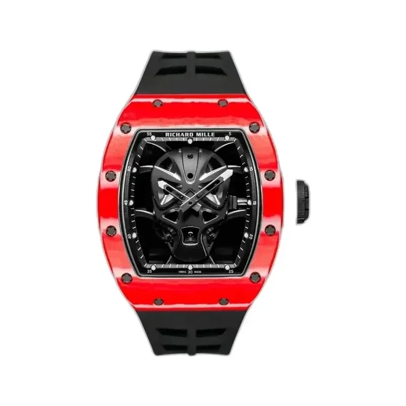 Richard Mille RM 52-06 Tourbillon Mask in red Quartz TPT with a black caseband, on a black strap