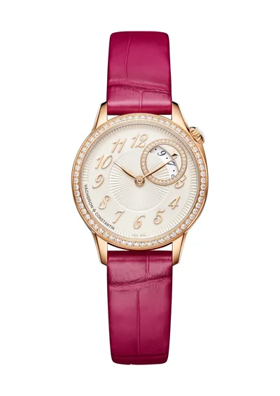 Vacheron Constantin Égérie Quartz, on the raspberry pink alligator strap
