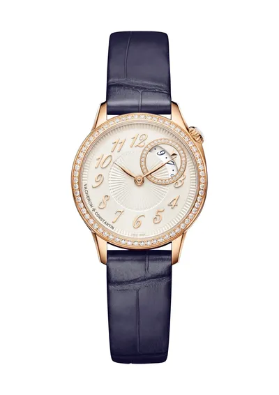 Vacheron Constantin Égérie Quartz, on the dark blue alligator strap