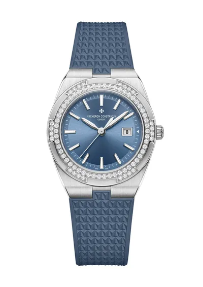 Vacheron Constantin Overseas Quartz, on the blue denim rubber strap
