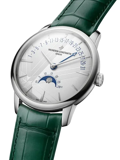 Vacheron Constantin Patrimony Moon Phase Retrograde Date, three-quarter view