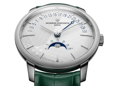 Vacheron Constantin Patrimony Moon Phase Retrograde Date, dial detail