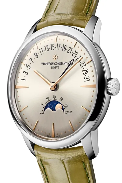 Vacheron Constantin Patrimony Moon Phase Retrograde Date, dial detail