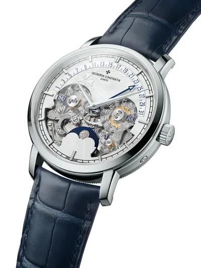 Vacheron Constantin Traditionnelle Perpetual Calendar Retrograde Date Openface, three-quarter view