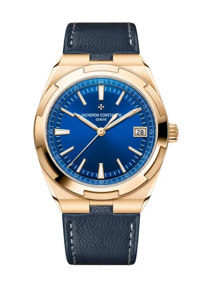 Vacheron Constantin Overseas Self-Winding, on the dark blue calfskin strap