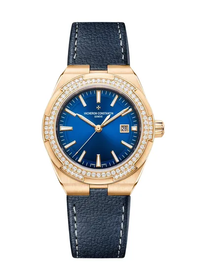 Vacheron Constantin Overseas Self-Winding, on the dark blue calfskin strap