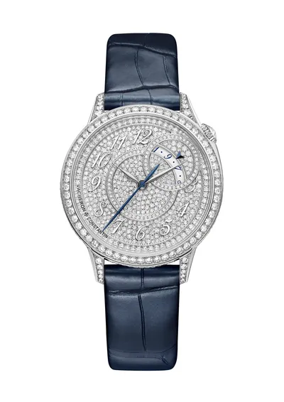 Vacheron Constantin Égérie Self-Winding, on the dark blue alligator strap