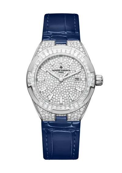Vacheron Constantin Overseas Self-Winding High Jewellery, on the blue alligator strap