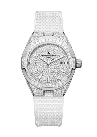 Vacheron Constantin Overseas Self-Winding High Jewellery, on the white rubber strap
