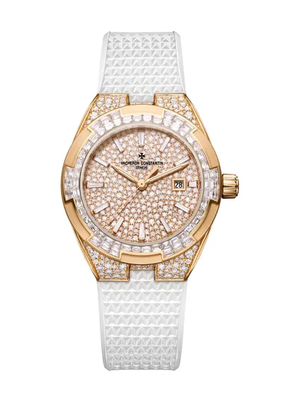Vacheron Constantin Overseas Self-Winding High Jewellery, on the white rubber strap