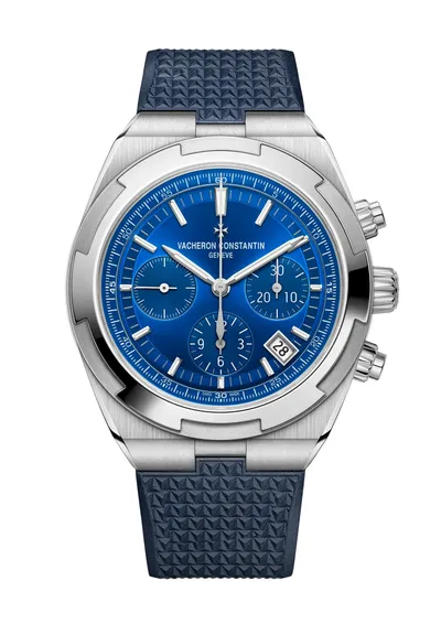 Vacheron Constantin Overseas Chronograph, on the dark blue rubber strap