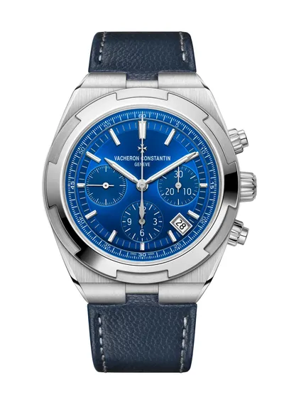Vacheron Constantin Overseas Chronograph, on the dark blue calfskin strap