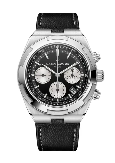 Vacheron Constantin Overseas Chronograph, on the black calfskin strap
