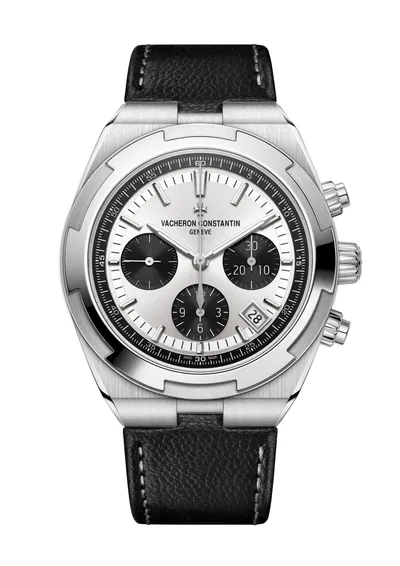 Vacheron Constantin Overseas Chronograph, on the black calfskin strap