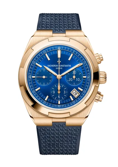 Vacheron Constantin Overseas Chronograph, on the dark blue rubber strap