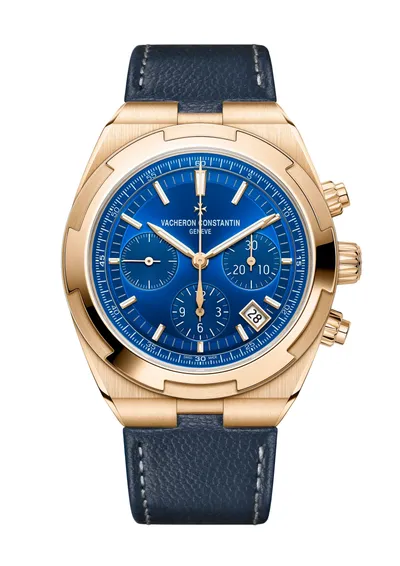 Vacheron Constantin Overseas Chronograph, on the dark blue calfskin strap