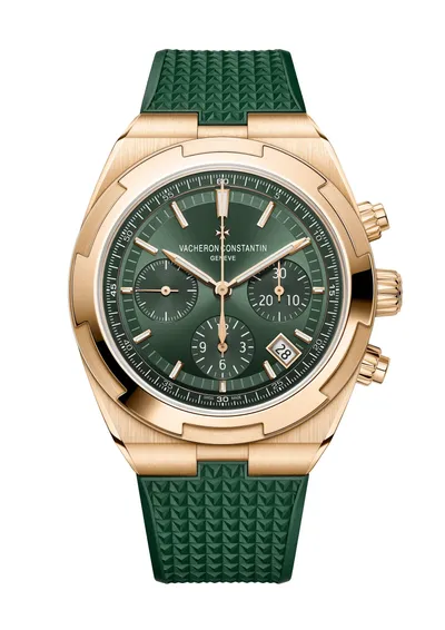 Vacheron Constantin Overseas Chronograph, on the green rubber strap