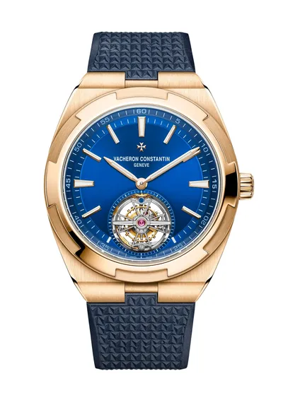 Vacheron Constantin Overseas Tourbillon, on the dark blue rubber strap