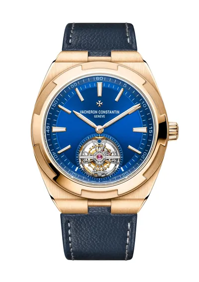 Vacheron Constantin Overseas Tourbillon, on the dark blue calfskin strap