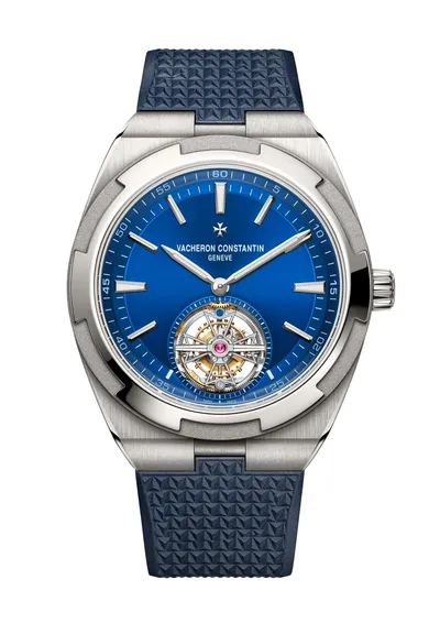 Vacheron Constantin Overseas Tourbillon, on the dark blue rubber strap