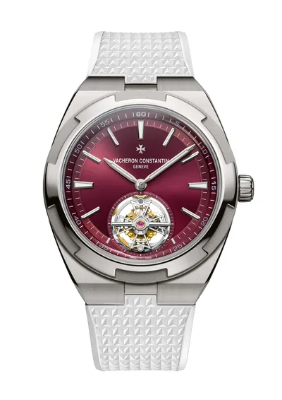 Vacheron Constantin Overseas Tourbillon, on the white rubber strap