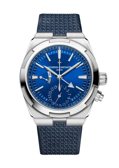 Vacheron Constantin Overseas Dual Time, on the dark blue rubber strap