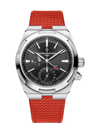 Vacheron Constantin Overseas Dual Time, on the red rubber strap