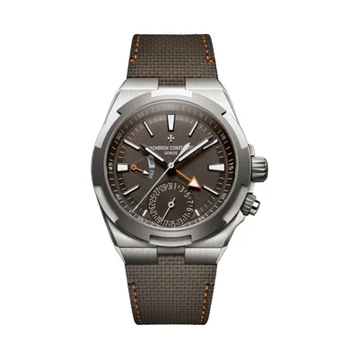 Vacheron Constantin Overseas Dual Time, on the brown rubber strap