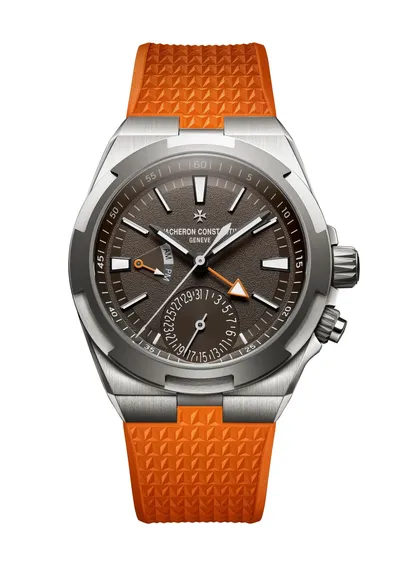 Vacheron Constantin Overseas Dual Time, on the orange rubber strap
