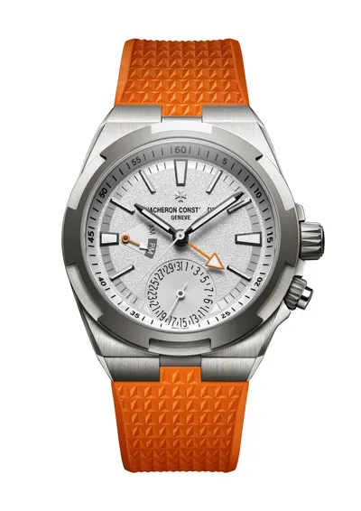 Vacheron Constantin Overseas Dual Time, on the orange rubber strap