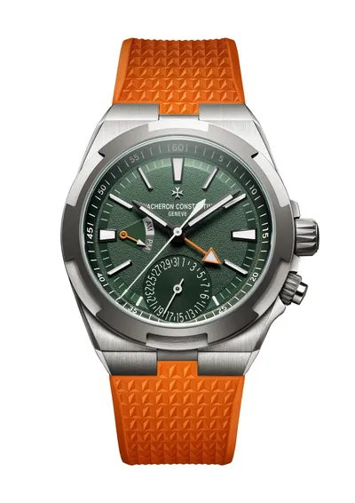 Vacheron Constantin Overseas Dual Time, on the orange rubber strap