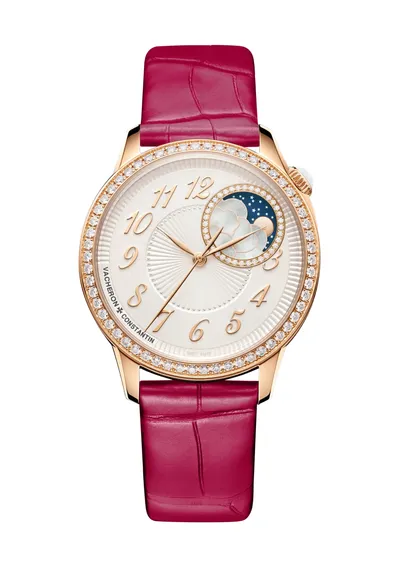 Vacheron Constantin Égérie Moon Phase, on the pink alligator strap