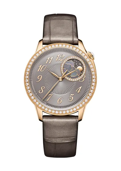 Vacheron Constantin Égérie Moon Phase, on the brown alligator strap