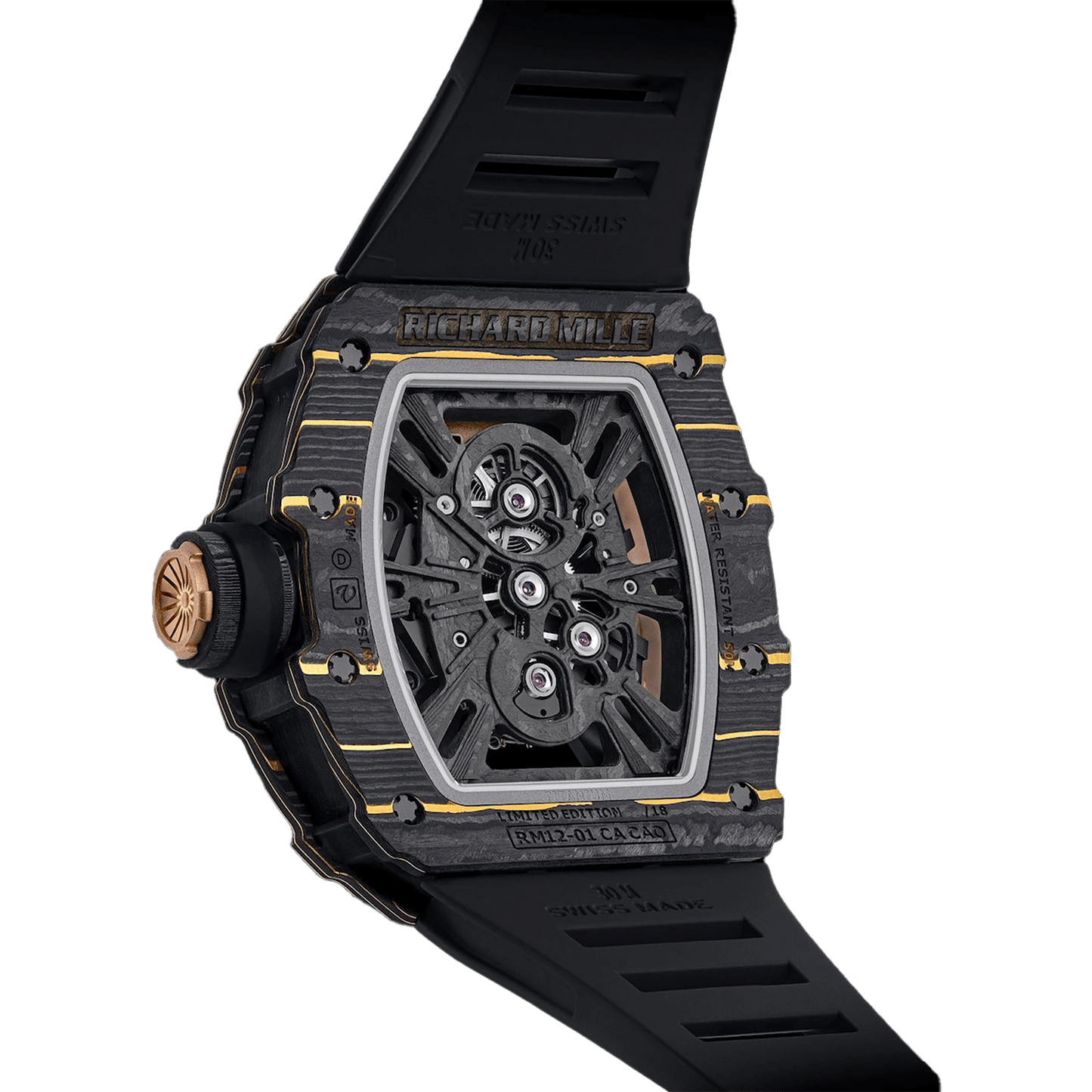 Richard Mille RM 12-01 Carbon Tourbillon Limited Edition Black and Gold Carbon