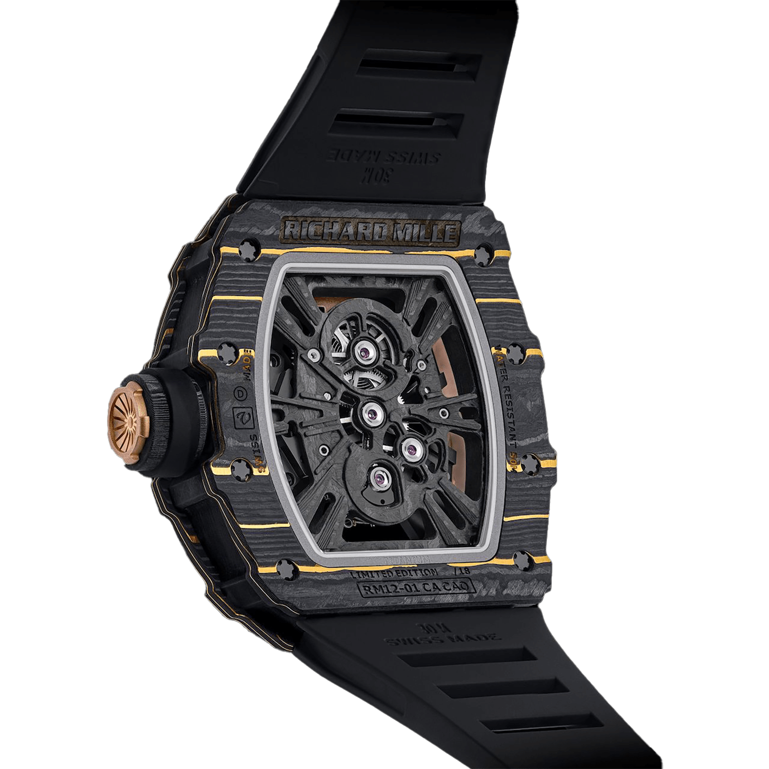 Richard Mille RM 12-01 Carbon Tourbillon Limited Edition Black and Gold Carbon - Image 3